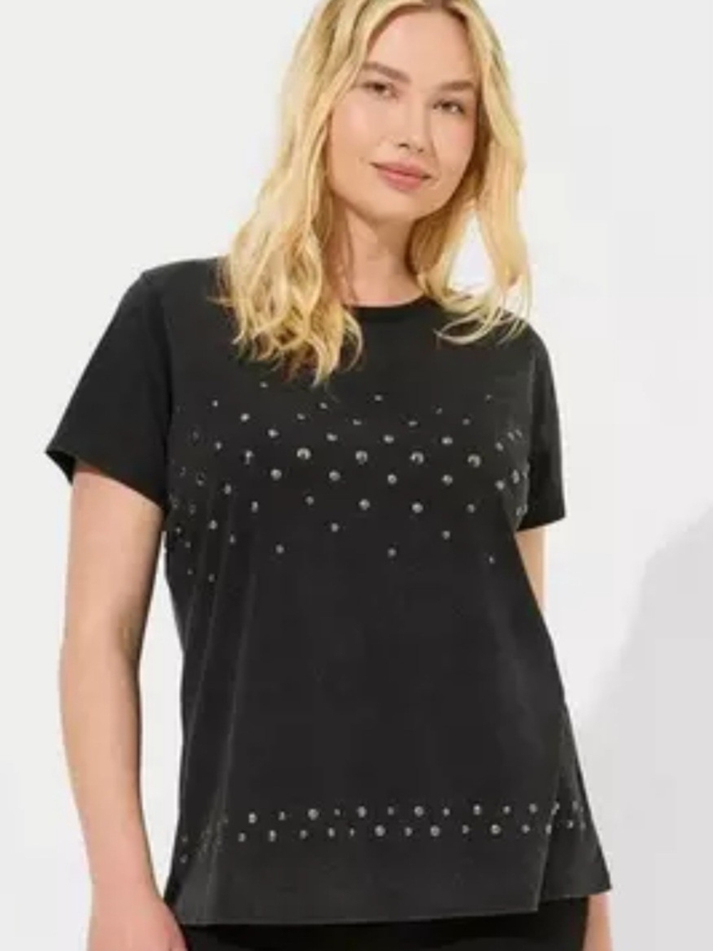 Torrid Black Stud-Accent Short Sleeve Tee - Women Size 0